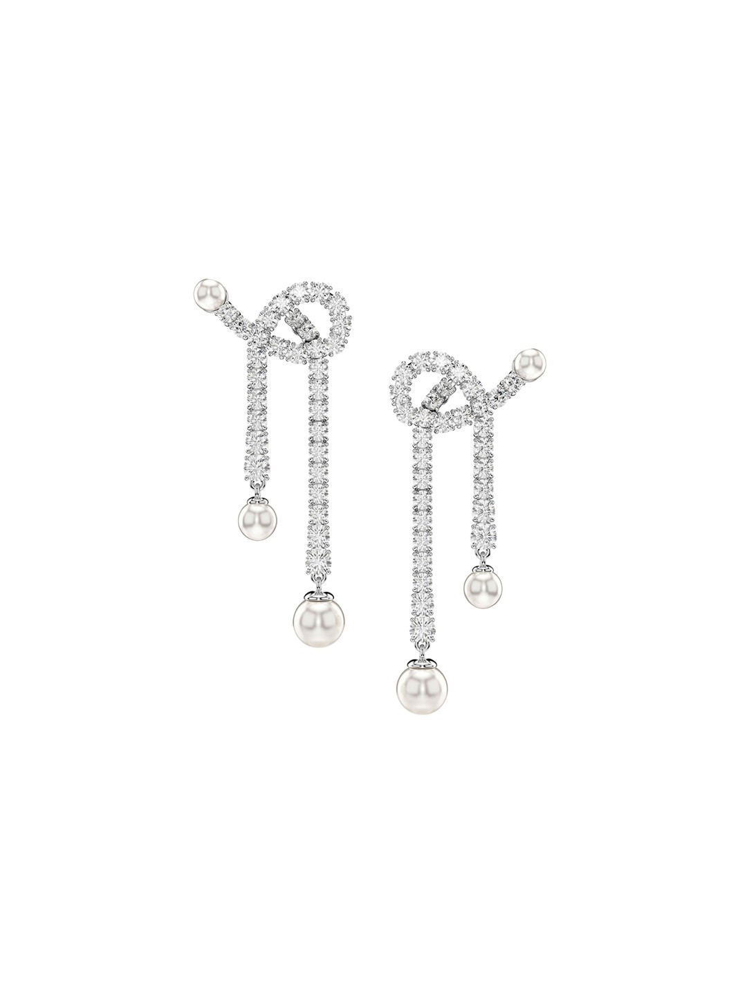 

SWAROVSKI Rhodium-Plated Crystals Stone-Studded Drop Earrings, Silver