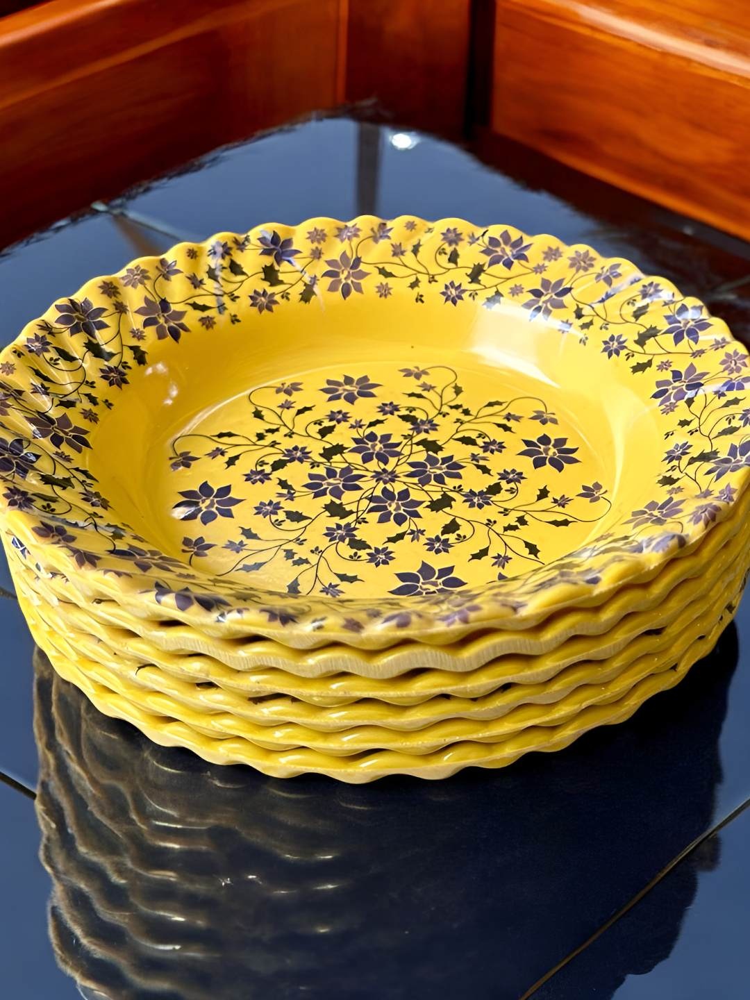 

Gallery99 Yellow & Brown 6 Pieces Floral Printed Melamine Plates