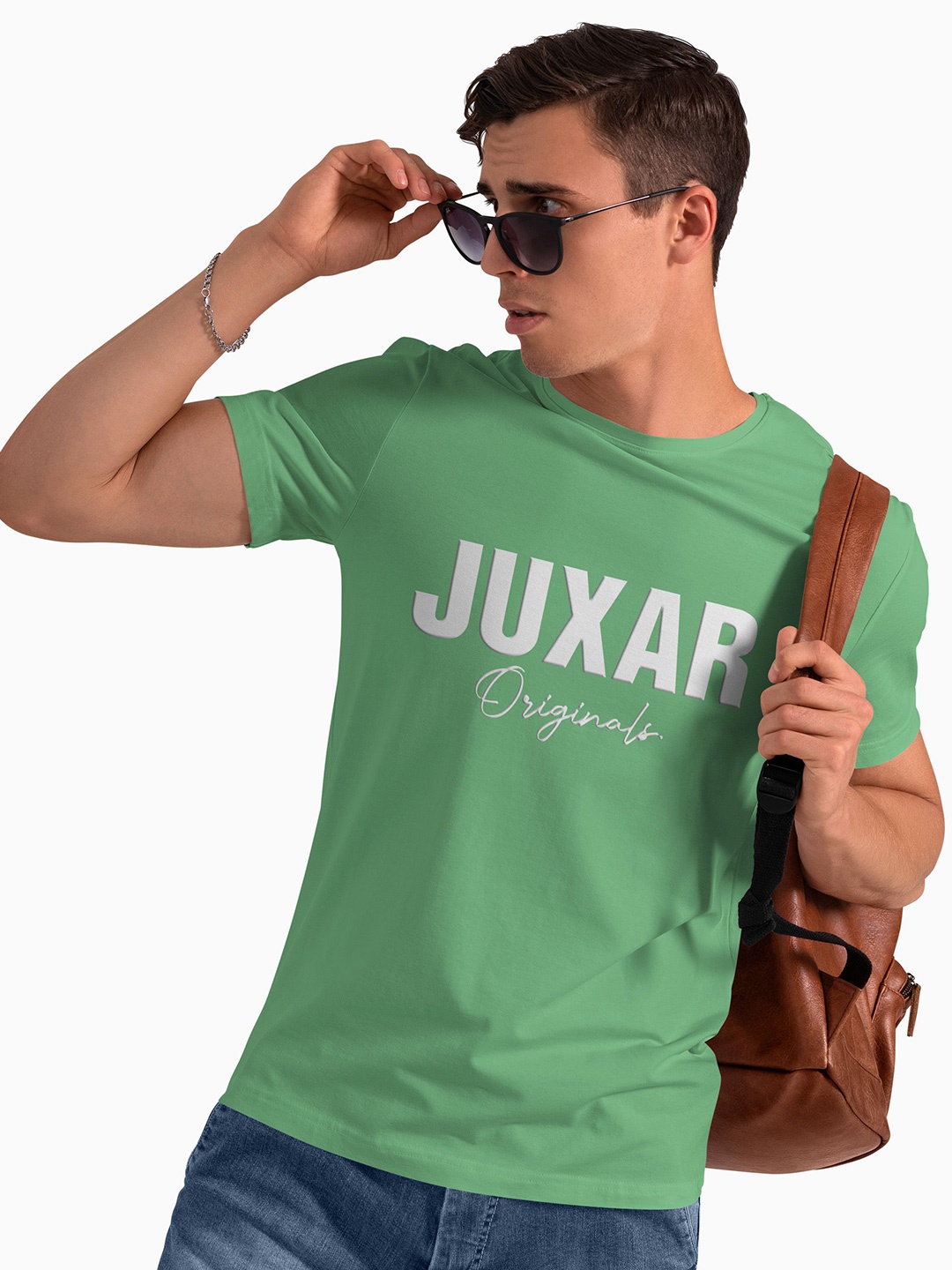 

Juxar Men Typography Printed Round Neck Cotton T-shirt, Green