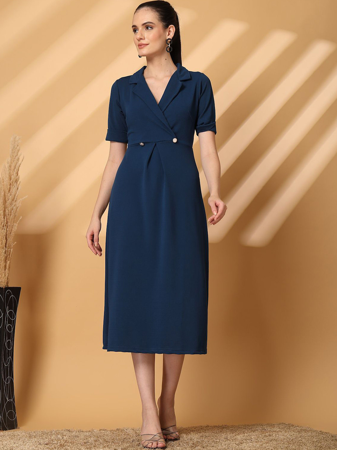 

plusS A-Line Midi Dress, Navy blue
