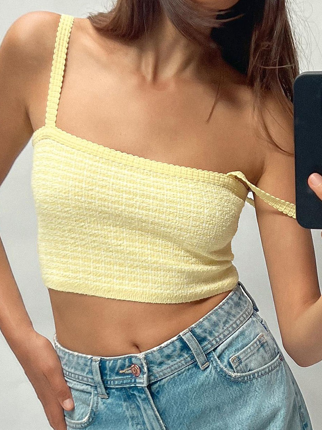 

LULU & SKY Women Fitted Crop Top, Yellow