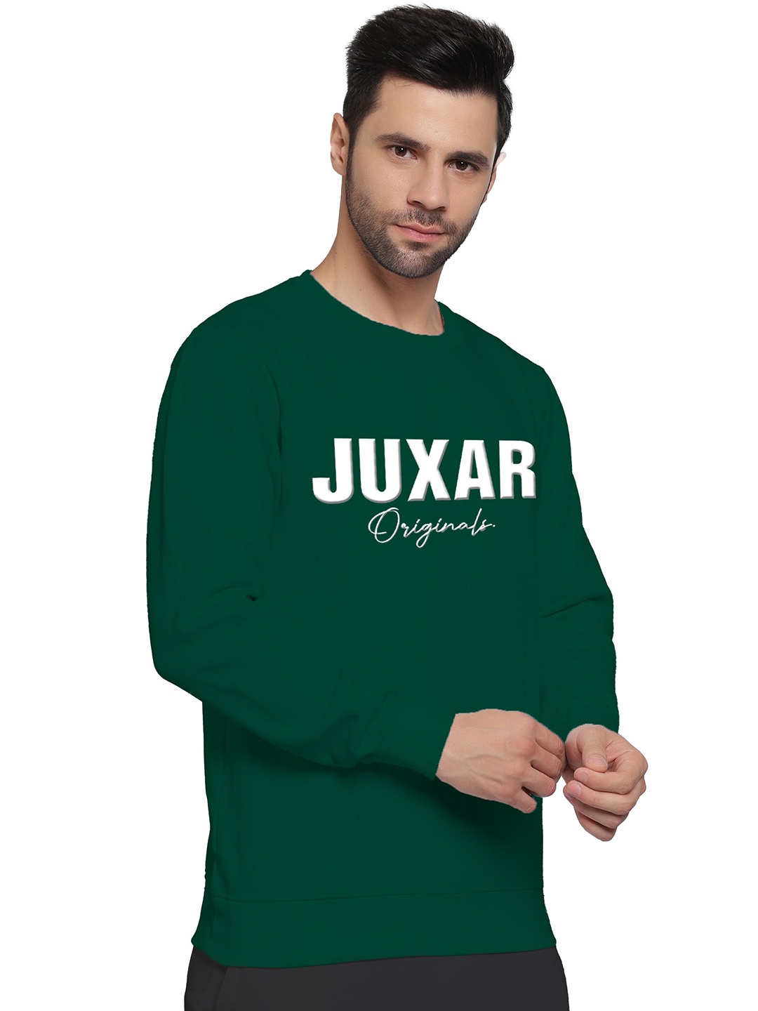 

Juxar Men Printed Cotton Round Neck Sweatshirt, Green