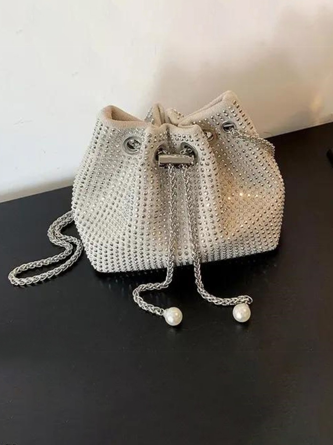 

StyleAsh Embellished Suede Oversized Bucket Hobo Bag, White