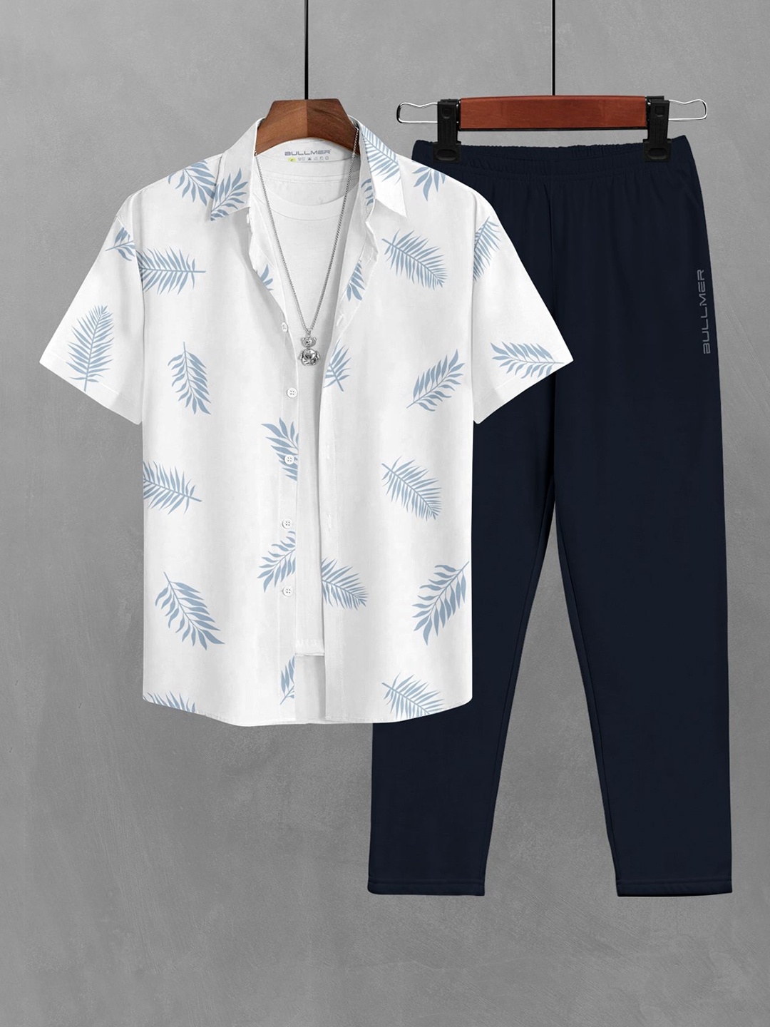 

BULLMER Printed Short Sleeves Shirt With Trousers Co-Ords, White