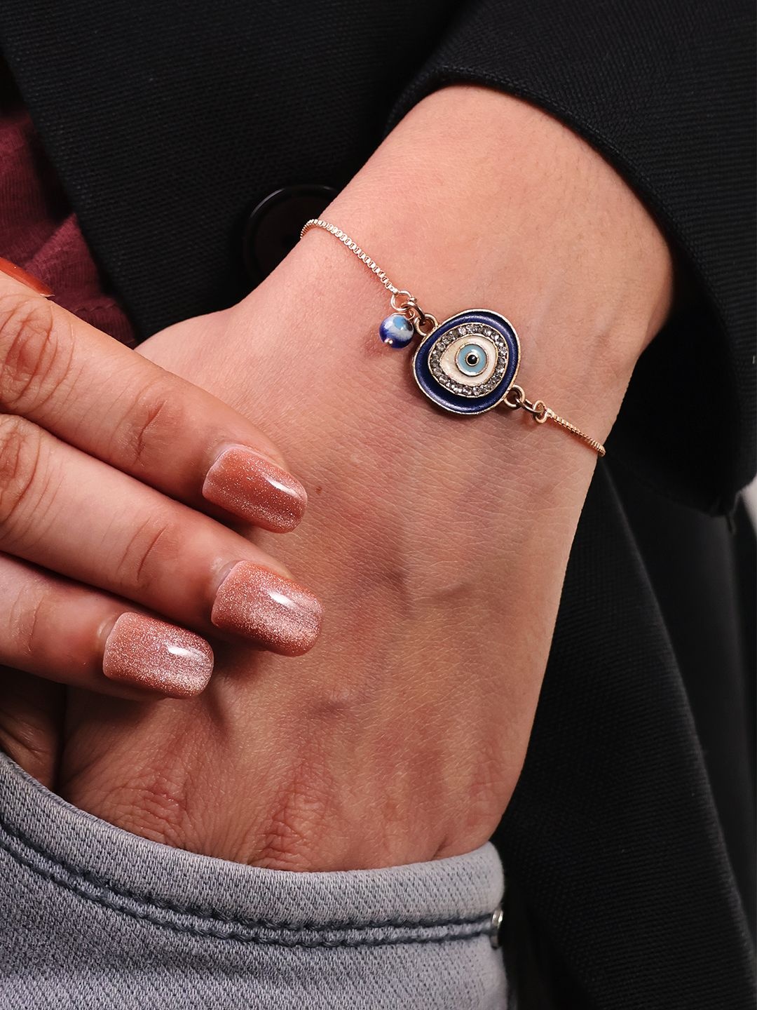 

Shubhanjali Gold-Plated Evil Eye Charm Bracelet