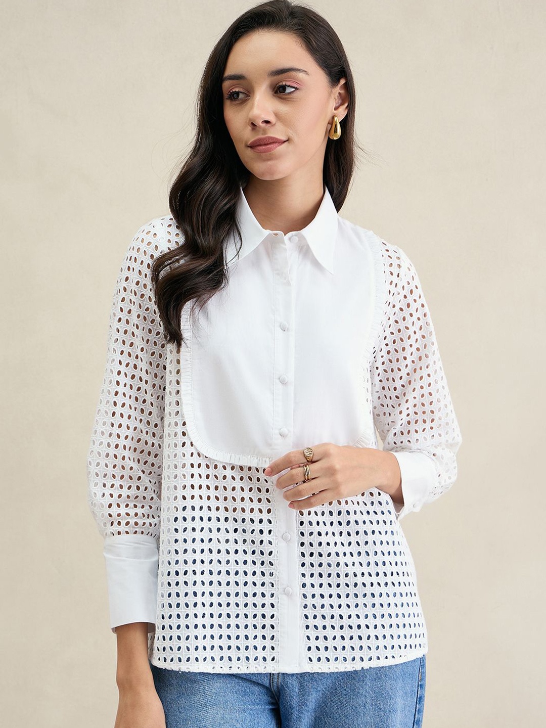 

FEMMELLA Women Comfort Opaque Casual Shirt, White