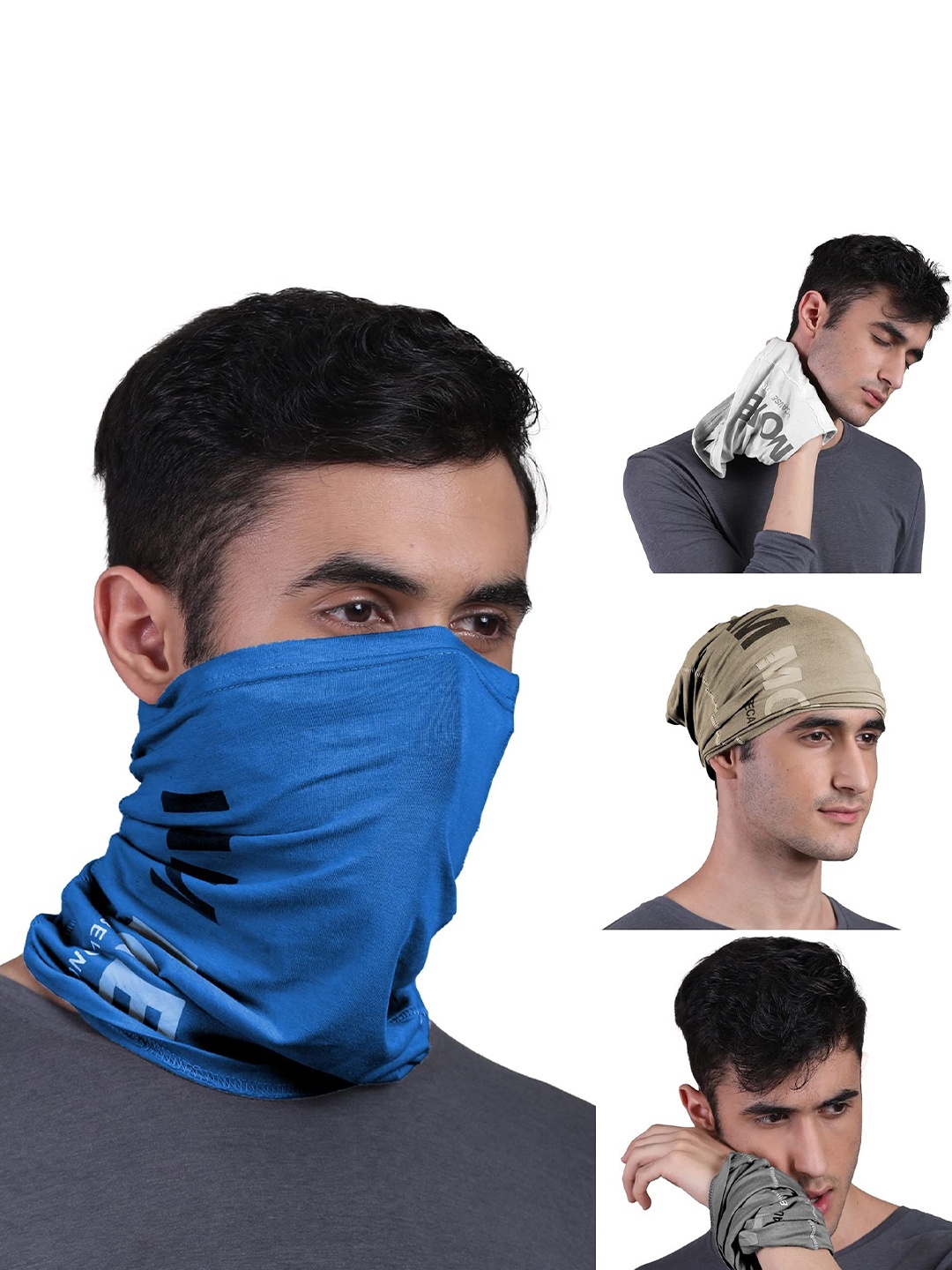 

FREECULTR Unisex Pack Of 4 Printed Anti Microbial Multipurpose Bandana Headband, Black