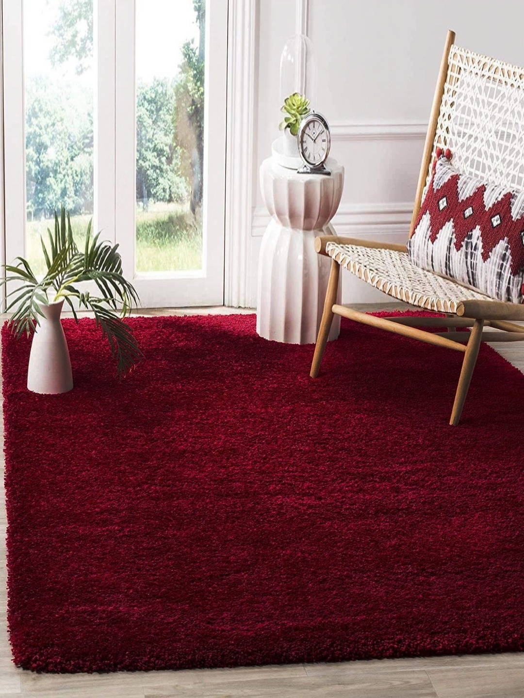 

Banchmark Home Furnishings Red Solid Anti-Skid Polyester Carpet