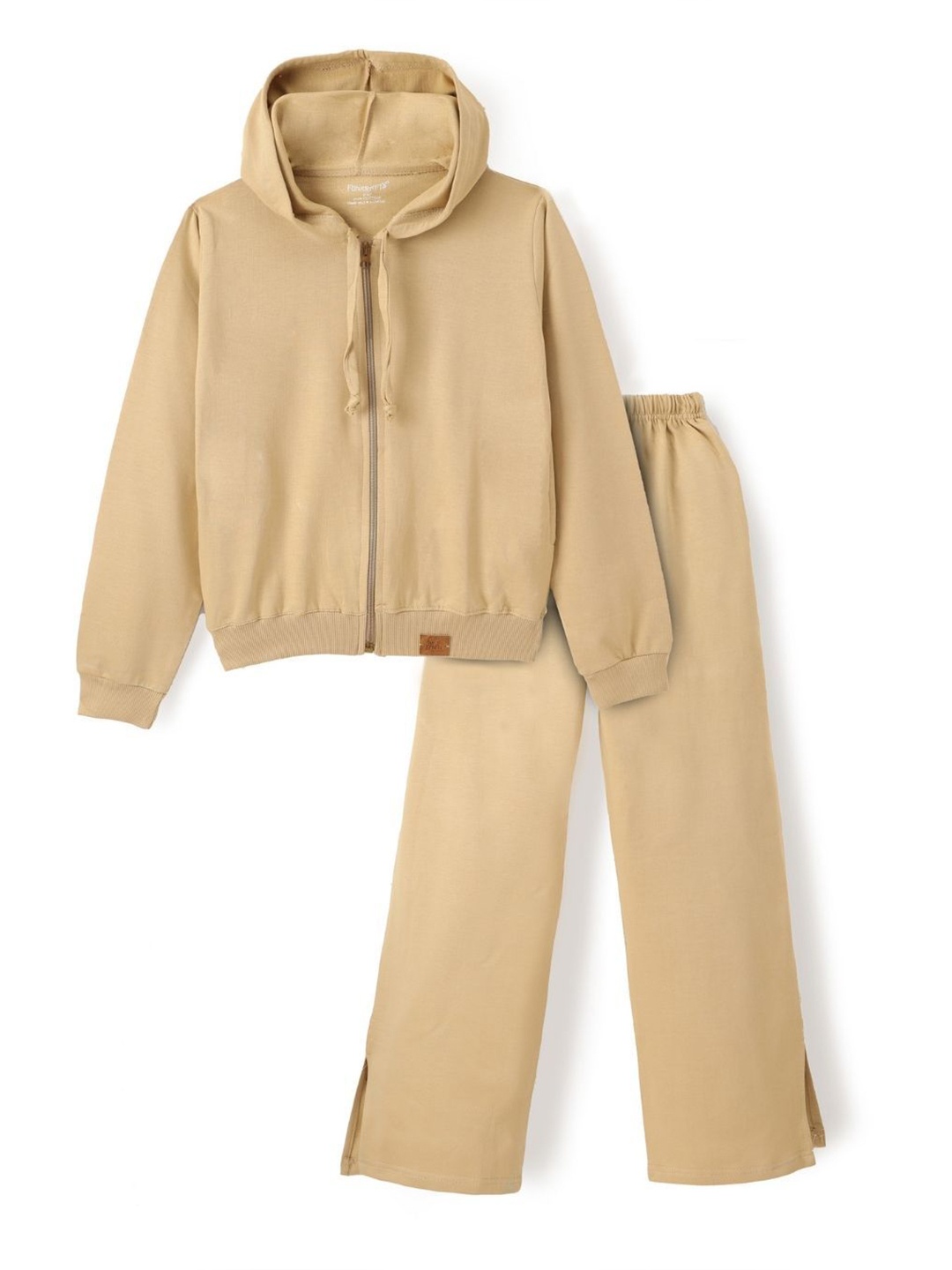 

FUNKRAFTS Girls Hooded Pure Cotton Sweatshirt with Trousers, Beige