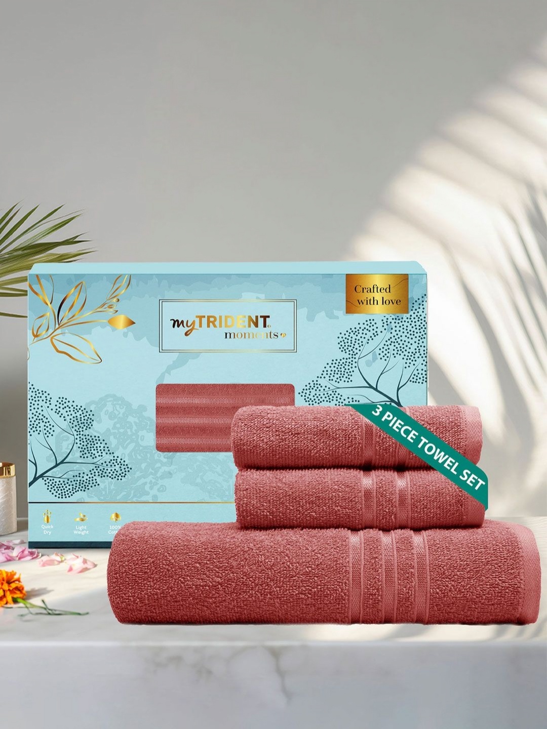 

MYTRIDENT Red 3 Pieces Cotton 400 GSM Towel Set