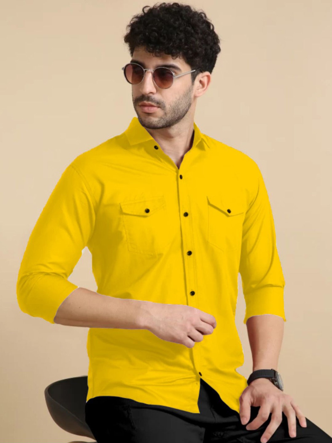 

AIA.FAB Men Comfort Opaque Casual Shirt, Yellow