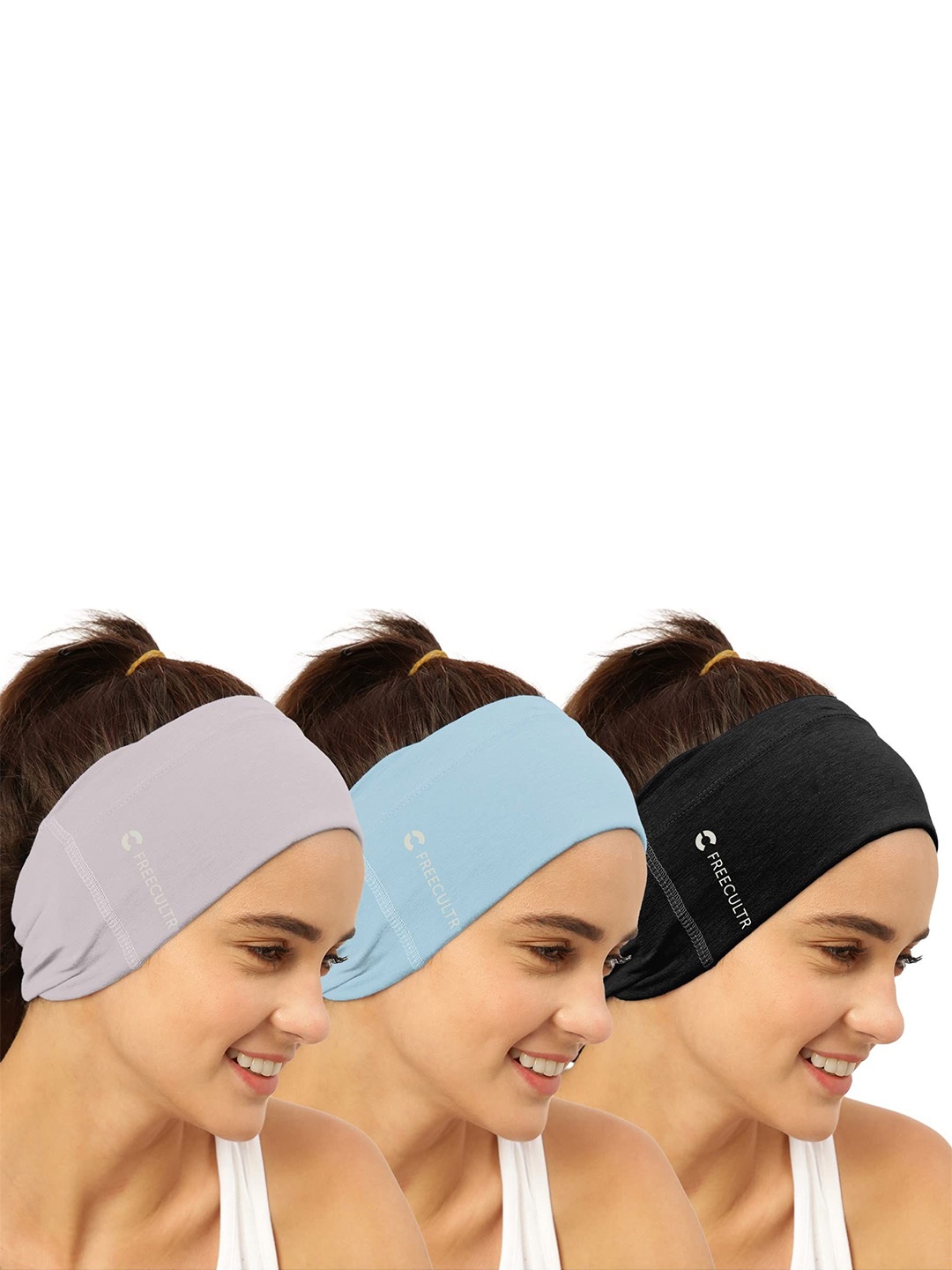 

FREECULTR Adults Pack Of 3 Bandana Headband, Blue