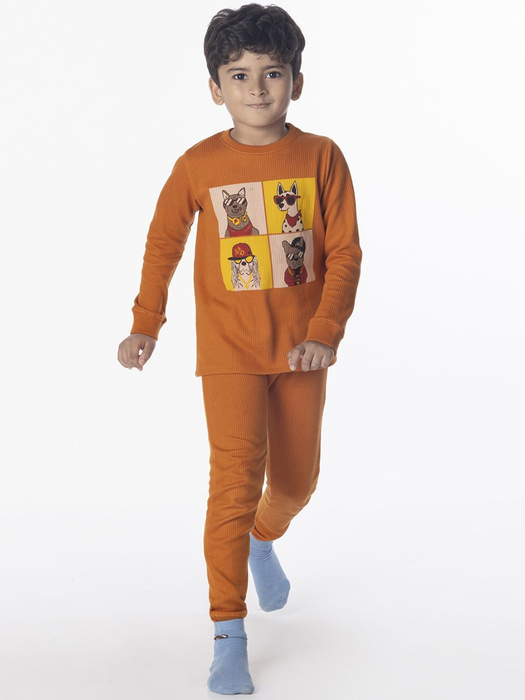 

You Got Plan B Kids Printed Cotton Thermal Set, Rust