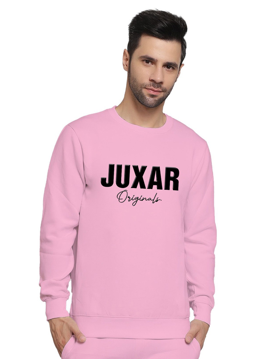 

Juxar Men Printed Cotton Round Neck Sweatshirt, Pink