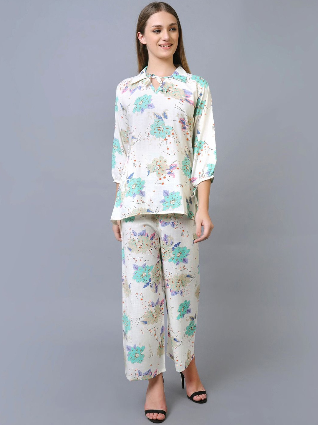 

Xivir Printed Tunic And Trousers Set, Green