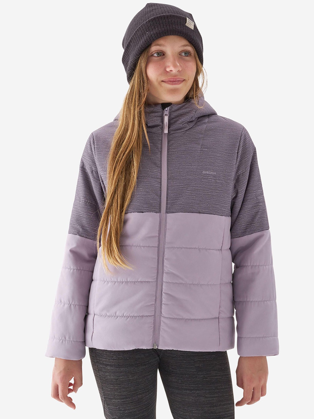 

Quechua By Decathlon Girls Hooded Colourblocked Sports Padded Jacket, Purple