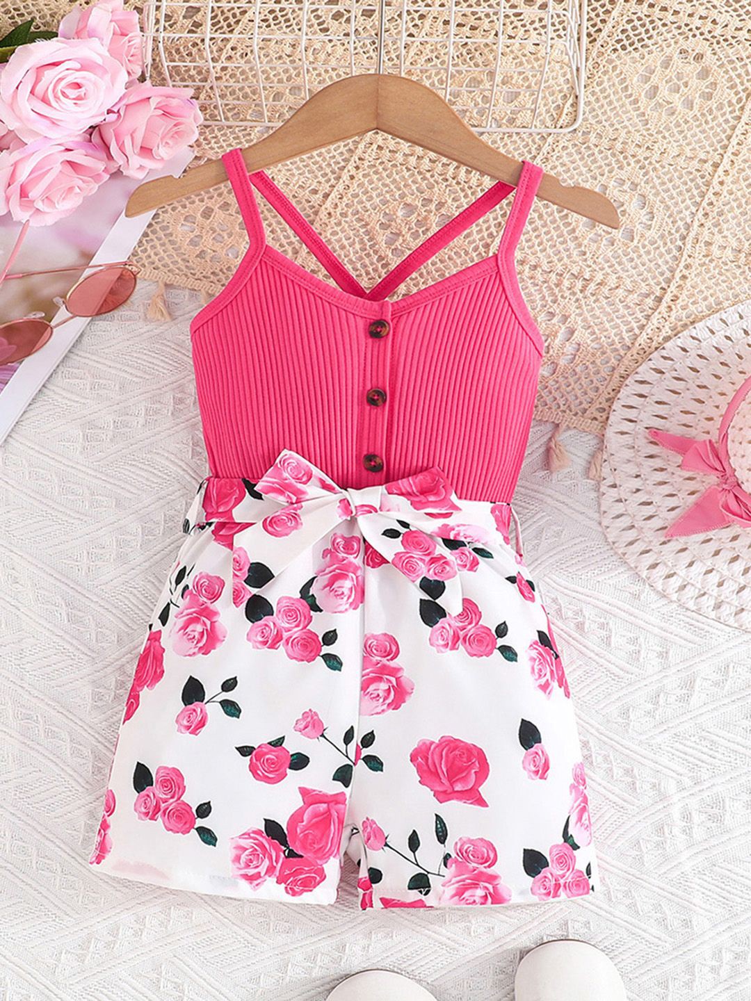 

INCLUD Girls Printed Playsuit, Pink
