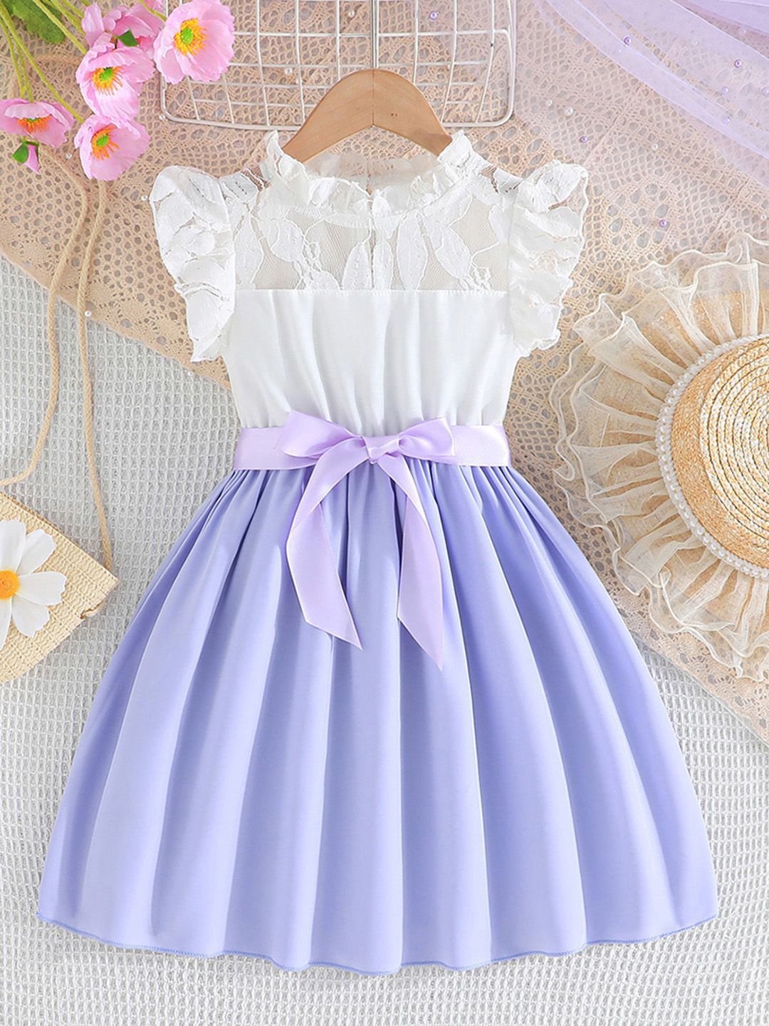 

INCLUD Girls Tie-Ups Fit & Flare Dress, Purple
