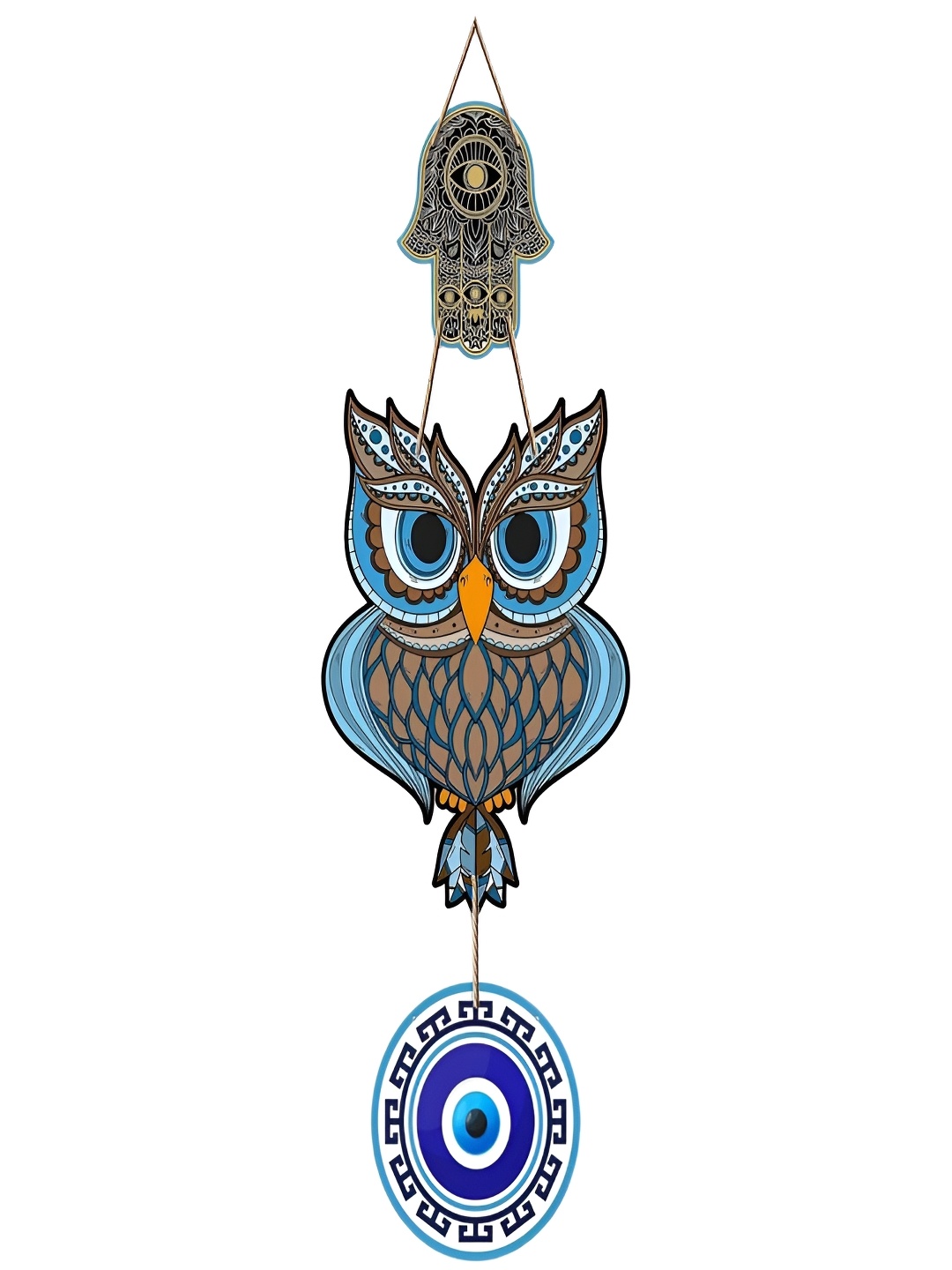 

DALUCI Blue & Brown Printed Wooden Wall Hangings