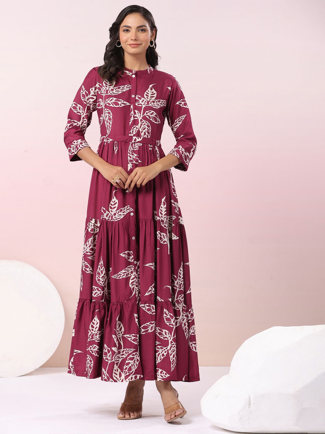 

JISORA Women Floral Printed A-Line Dress, Purple