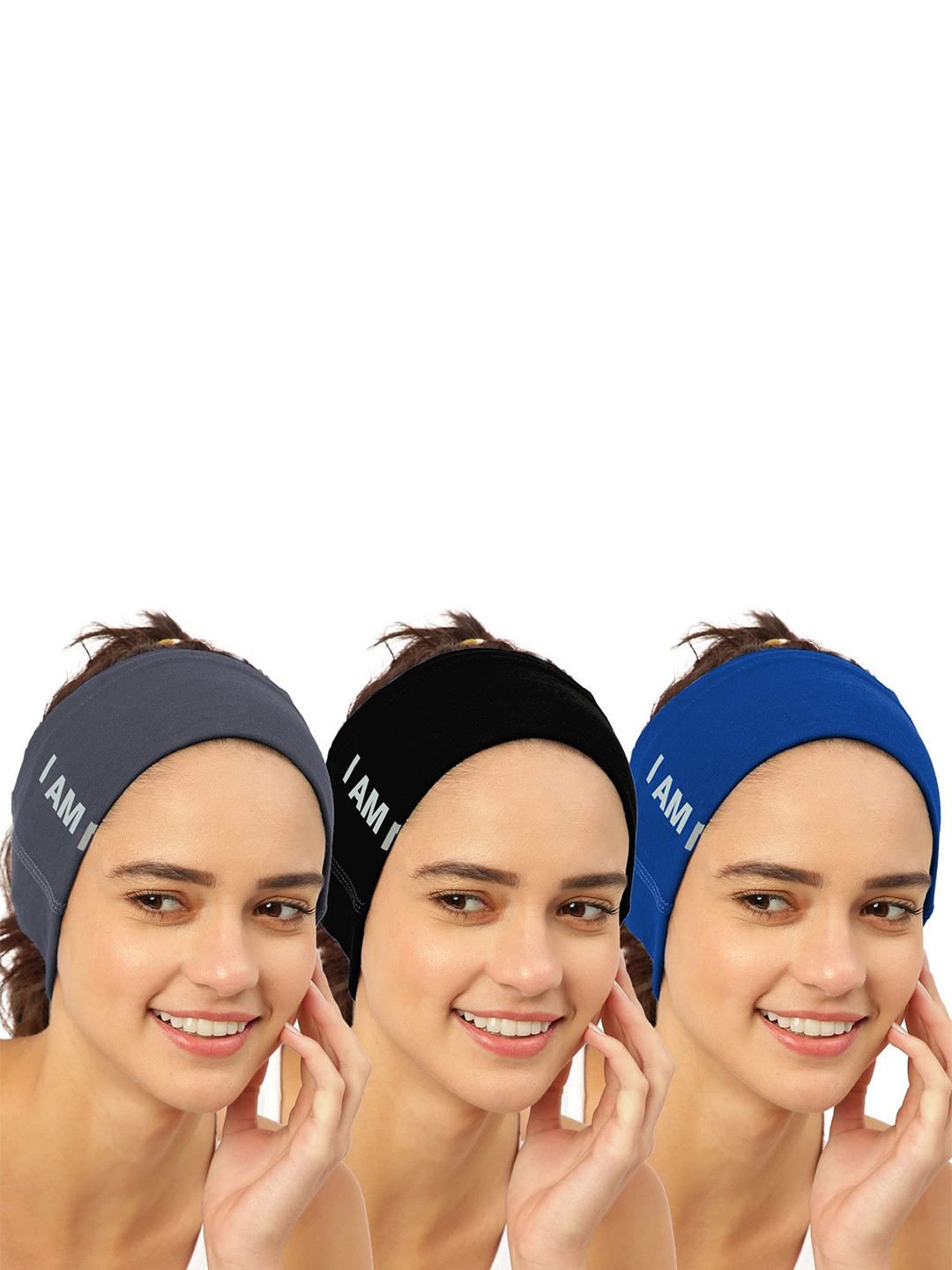 

FREECULTR Unisex Pack Of 3 Printed Anti Microbial Multipurpose Bandana Headband, Blue