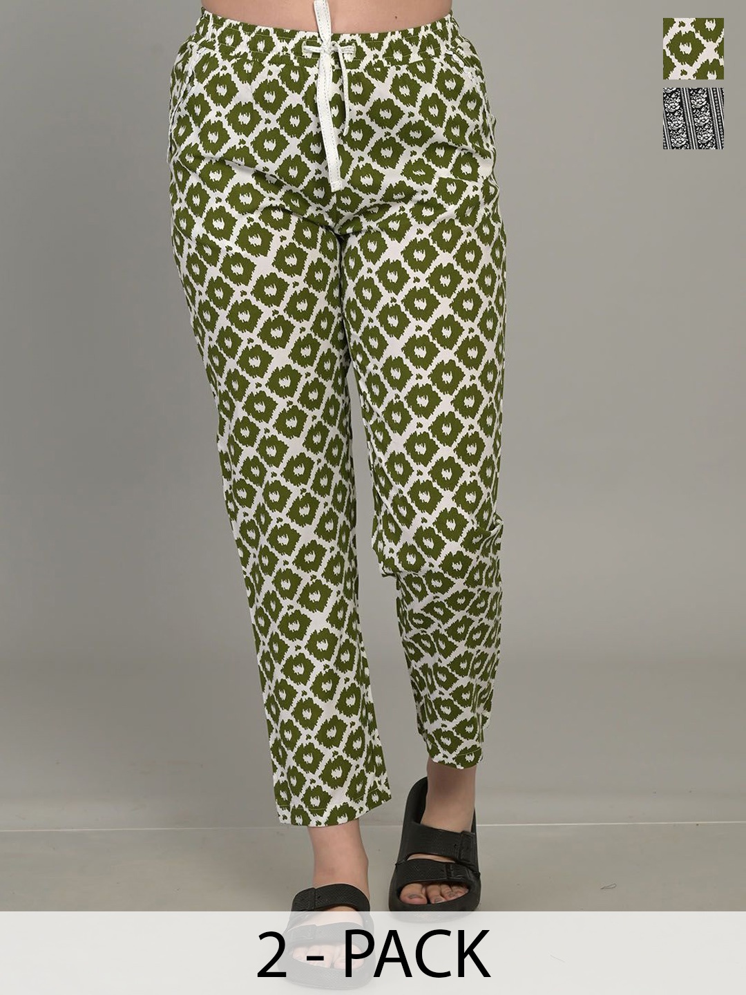 

MAYSIXTY Pack Of 2 Printed Lounge Pants, Green