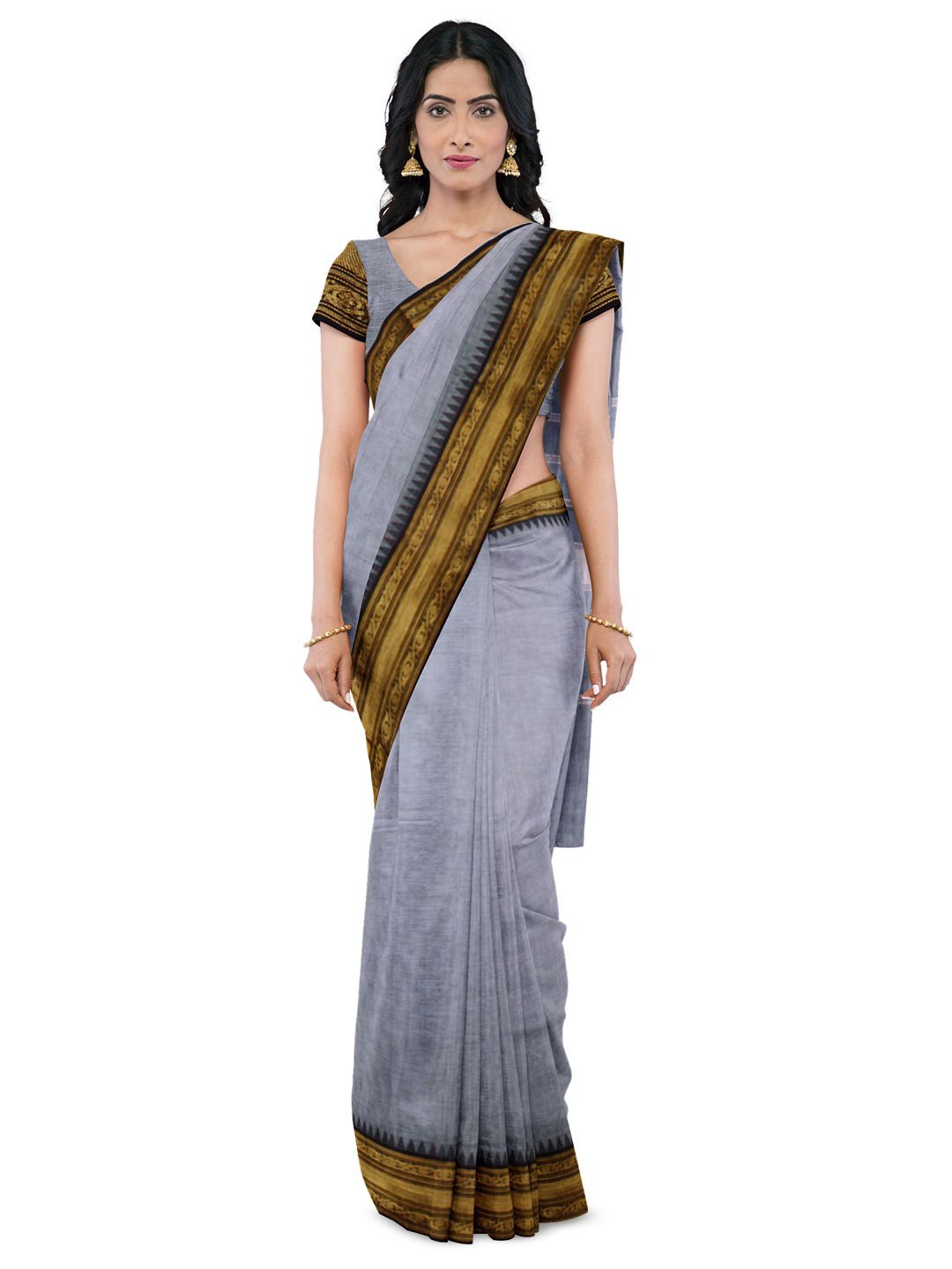 

Avishya Woven Design Zari Pure Cotton Kanjeevaram Saree, Grey