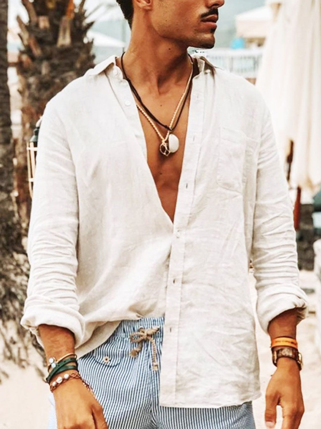 

StyleCast Men Spread Collar Solid Cotton Casual Shirt, White