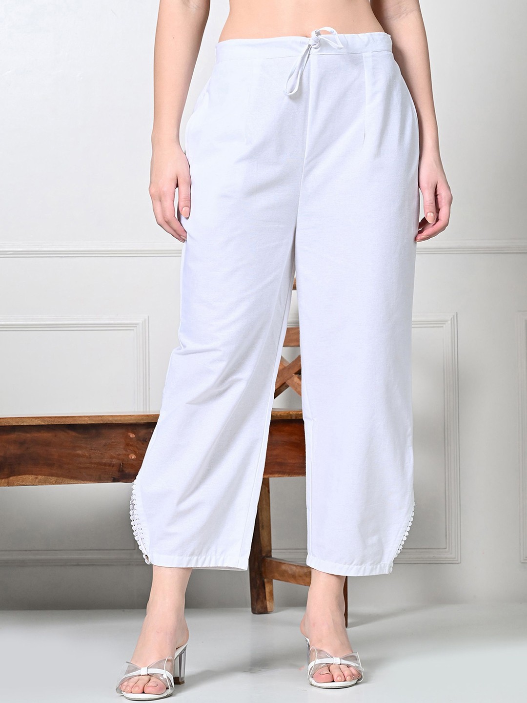 

Laado - Pamper Yourself Women Loose Fit Cotton Salwar, White