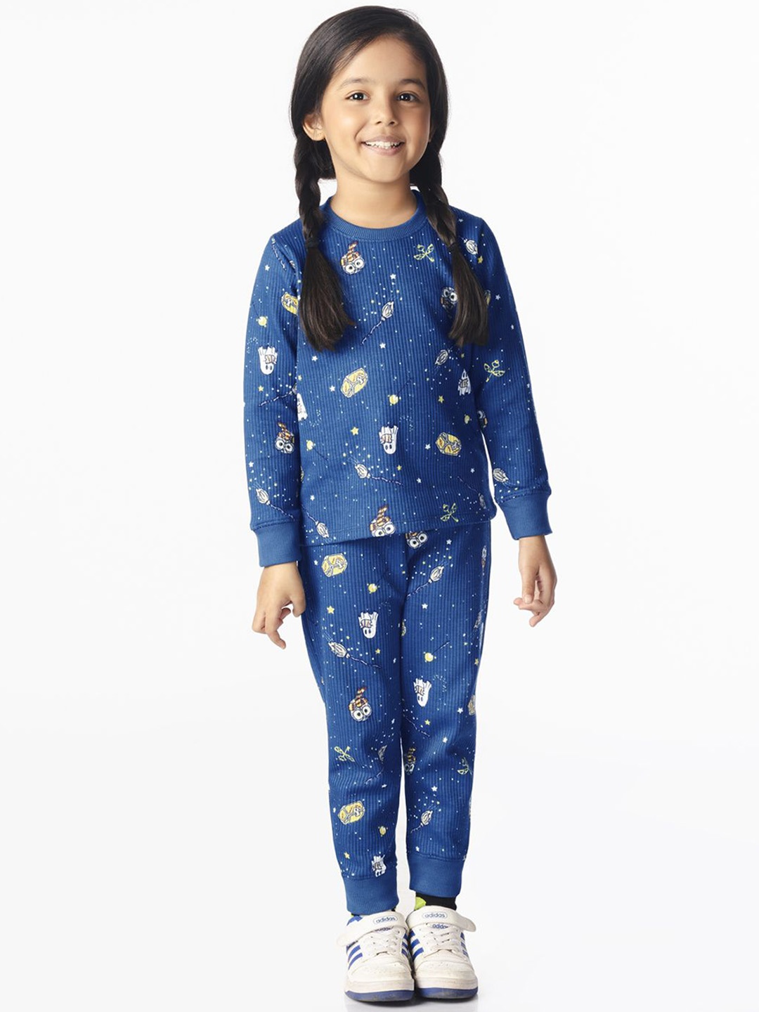 

You Got Plan B Kids Printed Cotton Thermal Set, Turquoise blue