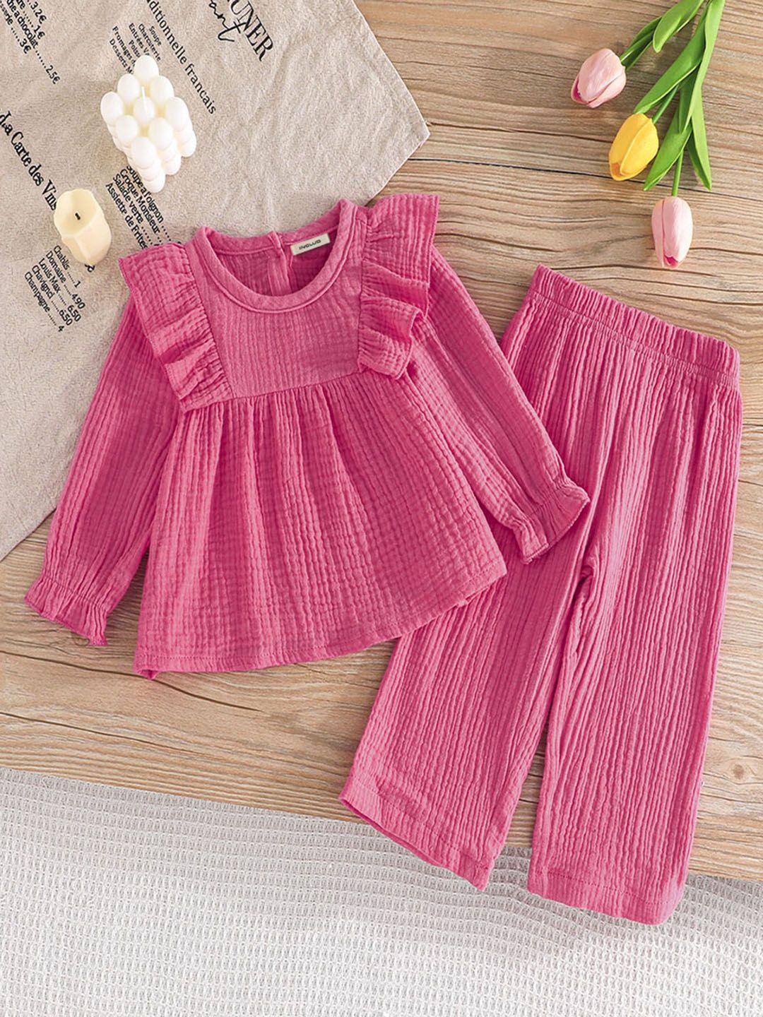 

INCLUD Girls Top with Trousers, Pink