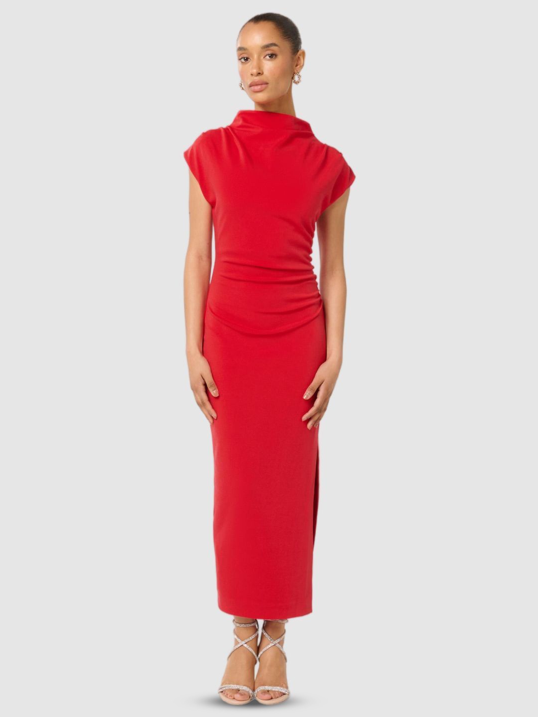 

Forever New Women Extended Sleeves Bodycon Midi Dress, Red