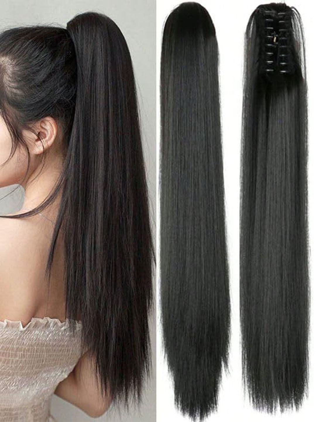 

D-Divine Clip In Straight Ponytail Hair Extension - Black