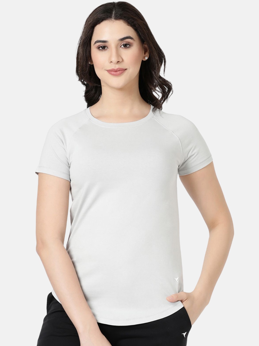 

BLOSSOM Women Round Neck Stretchable Lounge T-shirts, Grey