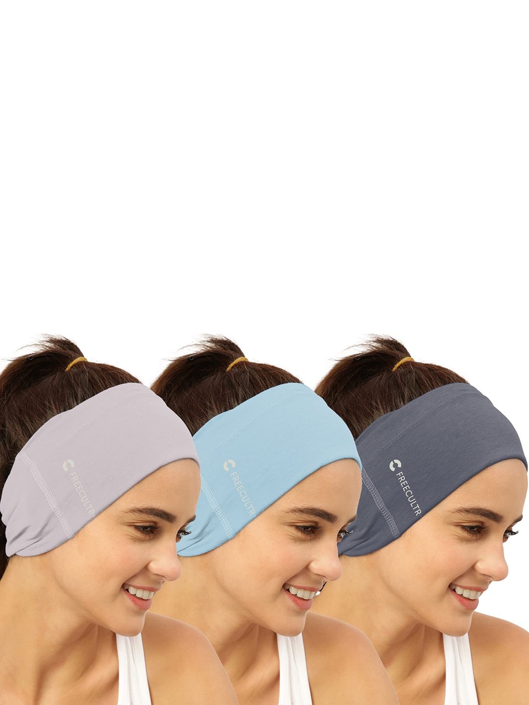 

FREECULTR Unisex Pack Of 3 Printed Anti Microbial Multipurpose Bandana Headband, Blue