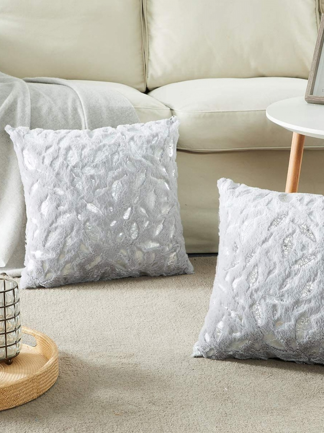 

MONKDECOR Grey Velvet Square Cushion Covers