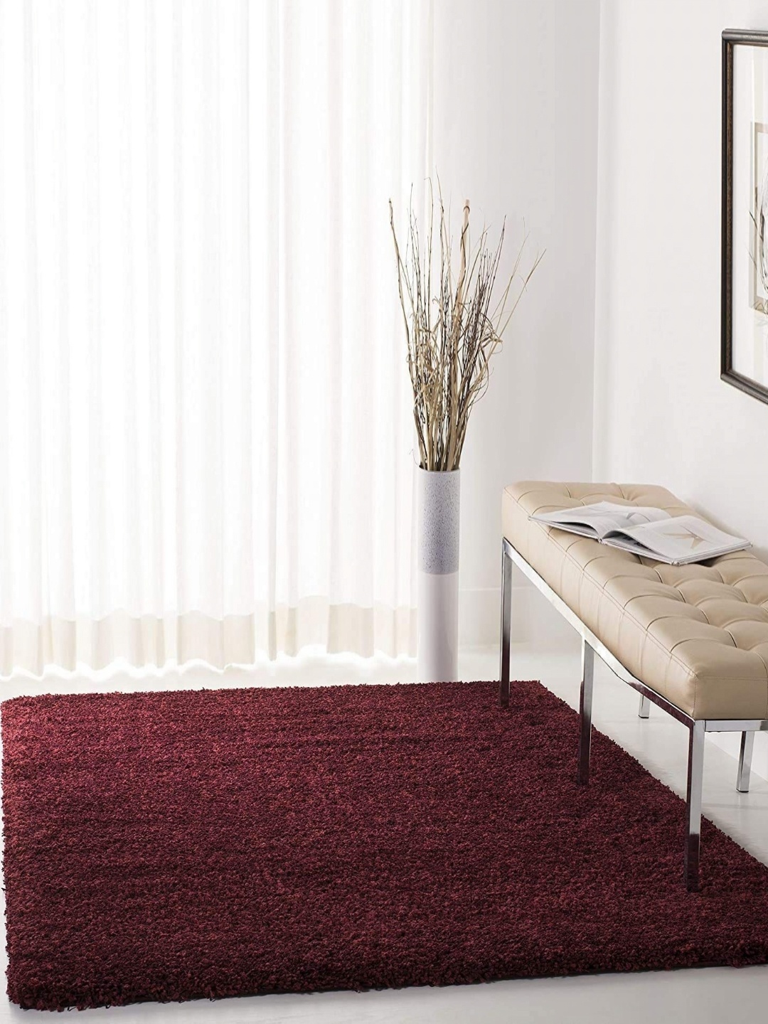 

Banchmark Home Furnishings Maroon Woollen Shaggy Carpet