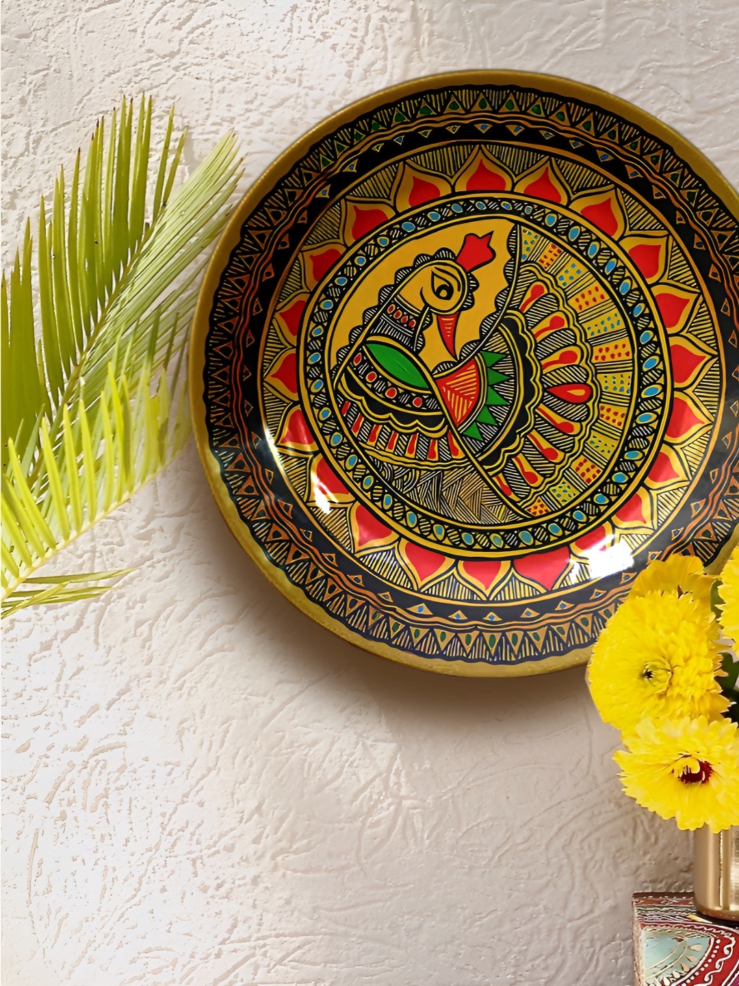 

JIKRAA Madhubani Red & Black Printed Ceramic Wall Plate