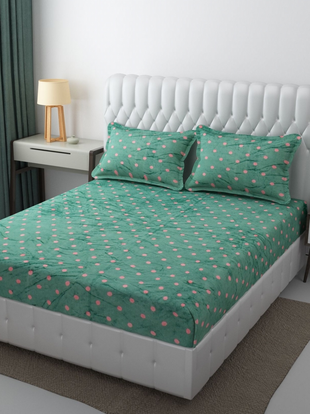 

Banchmark Home Furnishings Velvet Flannel Warm Fitted King Bedsheet Set 1.83 x 1.98m x20cm, Green