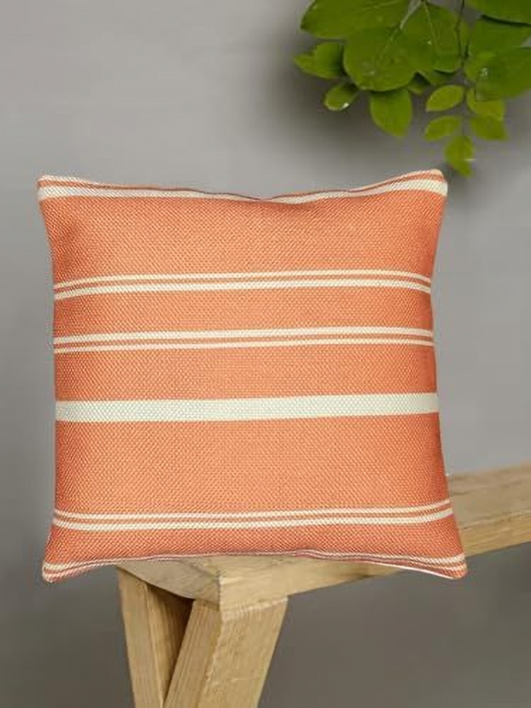 

SAJAVAT Peach-Coloured Striped Square Cushion Covers