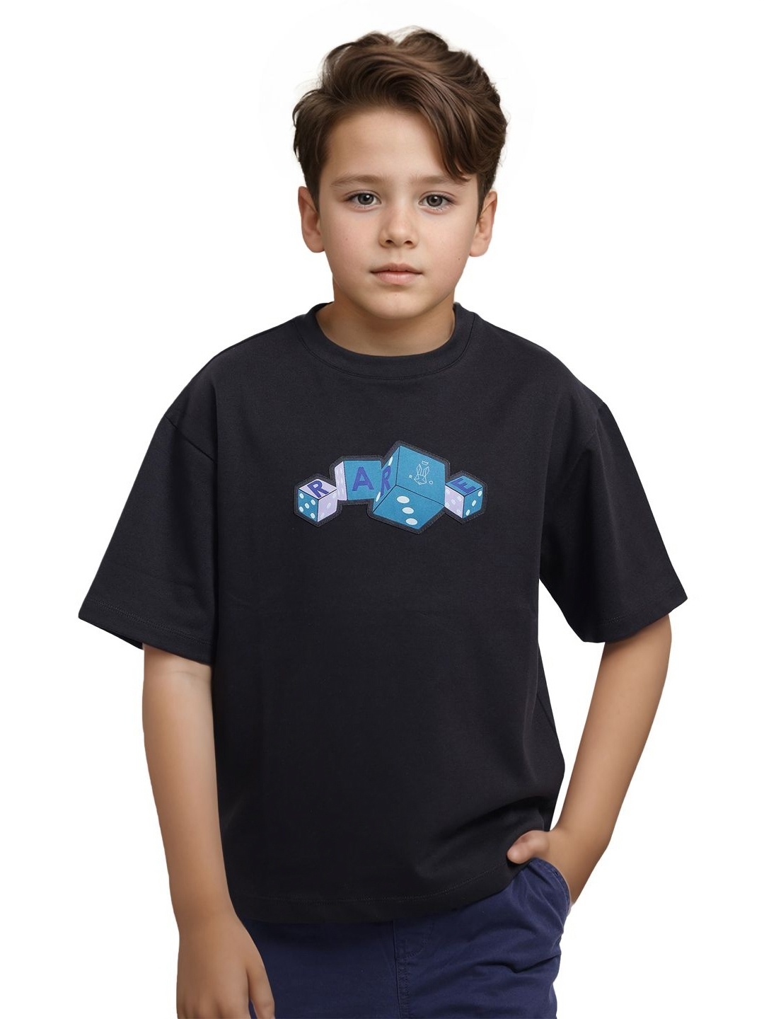 

Rare Ones Boys Applique Print Boxy Fit T-Shirt, Black