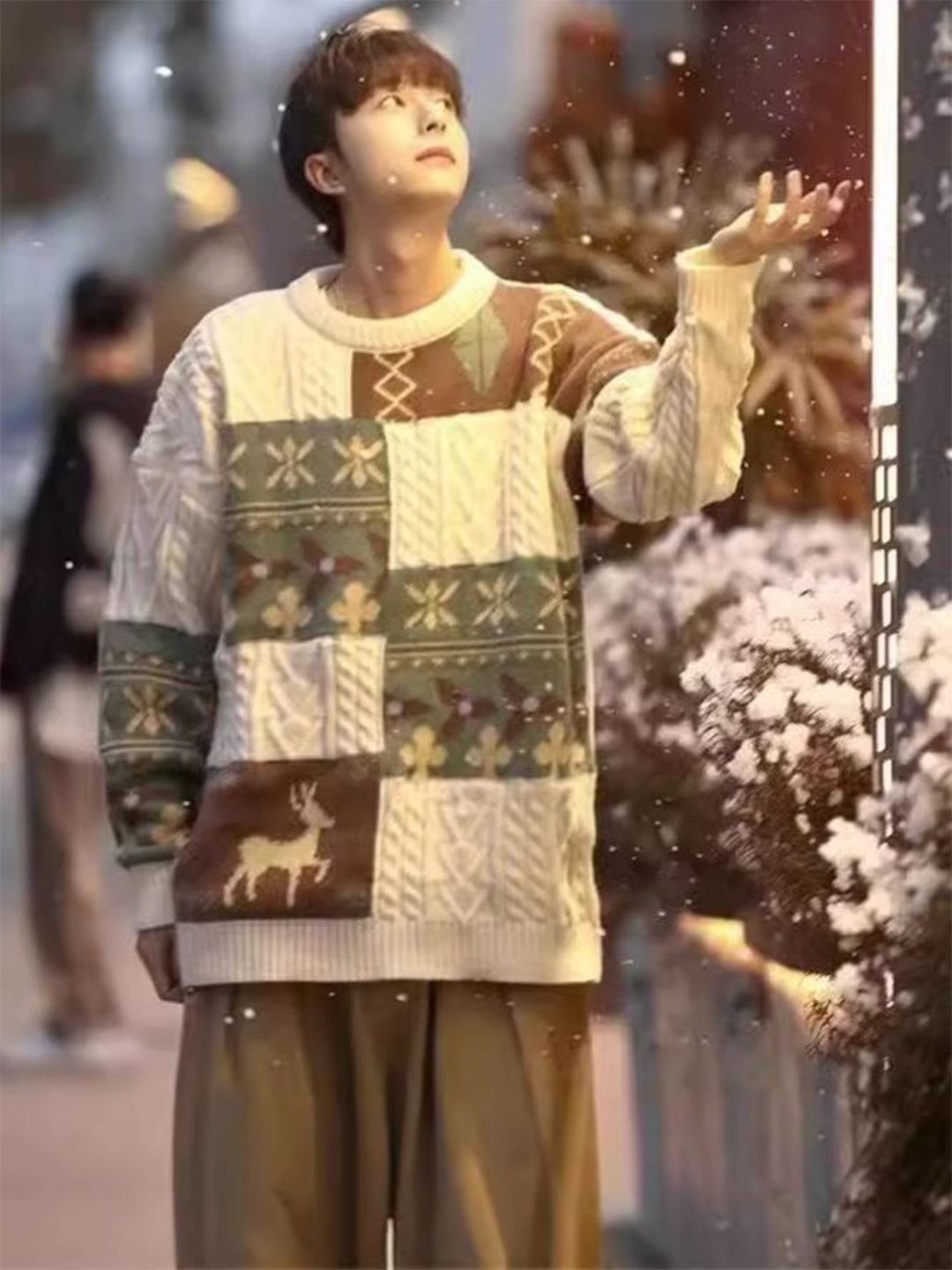 

StyleCast Men Ethnic Motifs Self Design Pullover, Beige