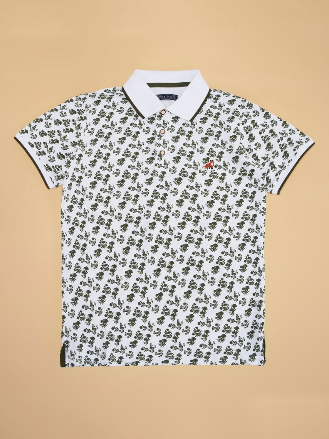 

Pantaloons Junior Boys Floral Printed Polo Collar Cotton T-shirt, White
