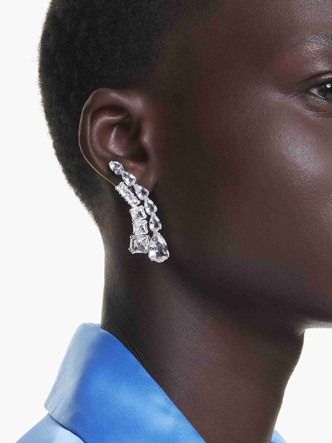 

SWAROVSKI Rhodium-Plated Crystals Stone-Studded Drop Earrings, Silver