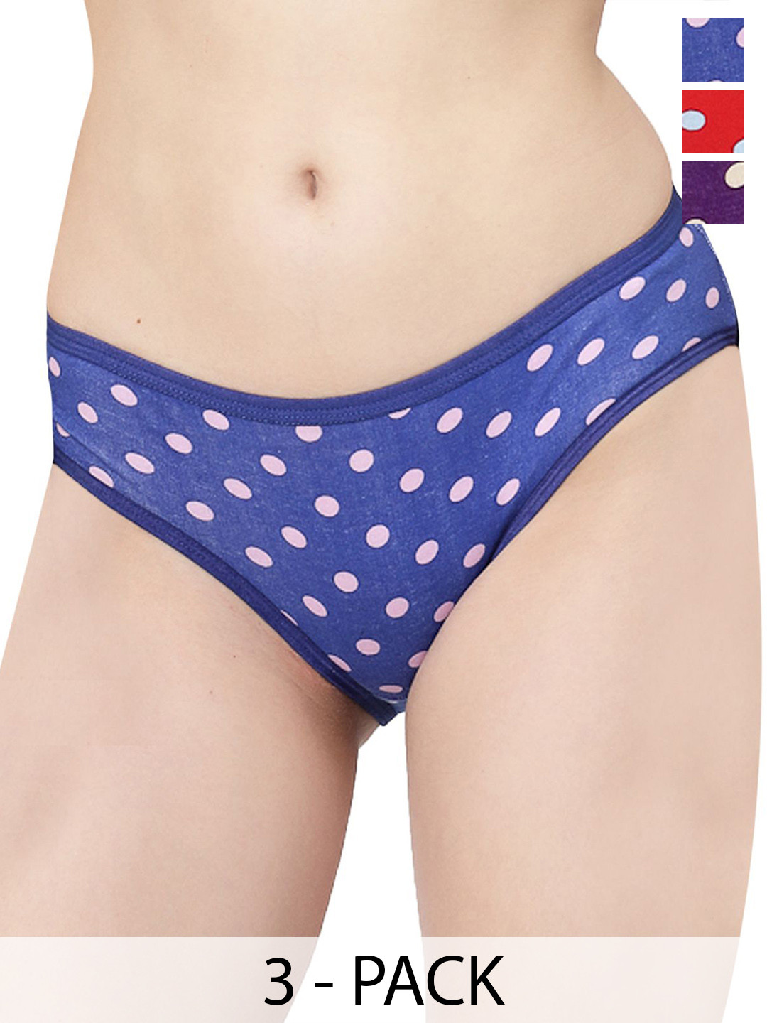 

Docare Women Pack Of 3 Printed Cotton Briefs, Purple