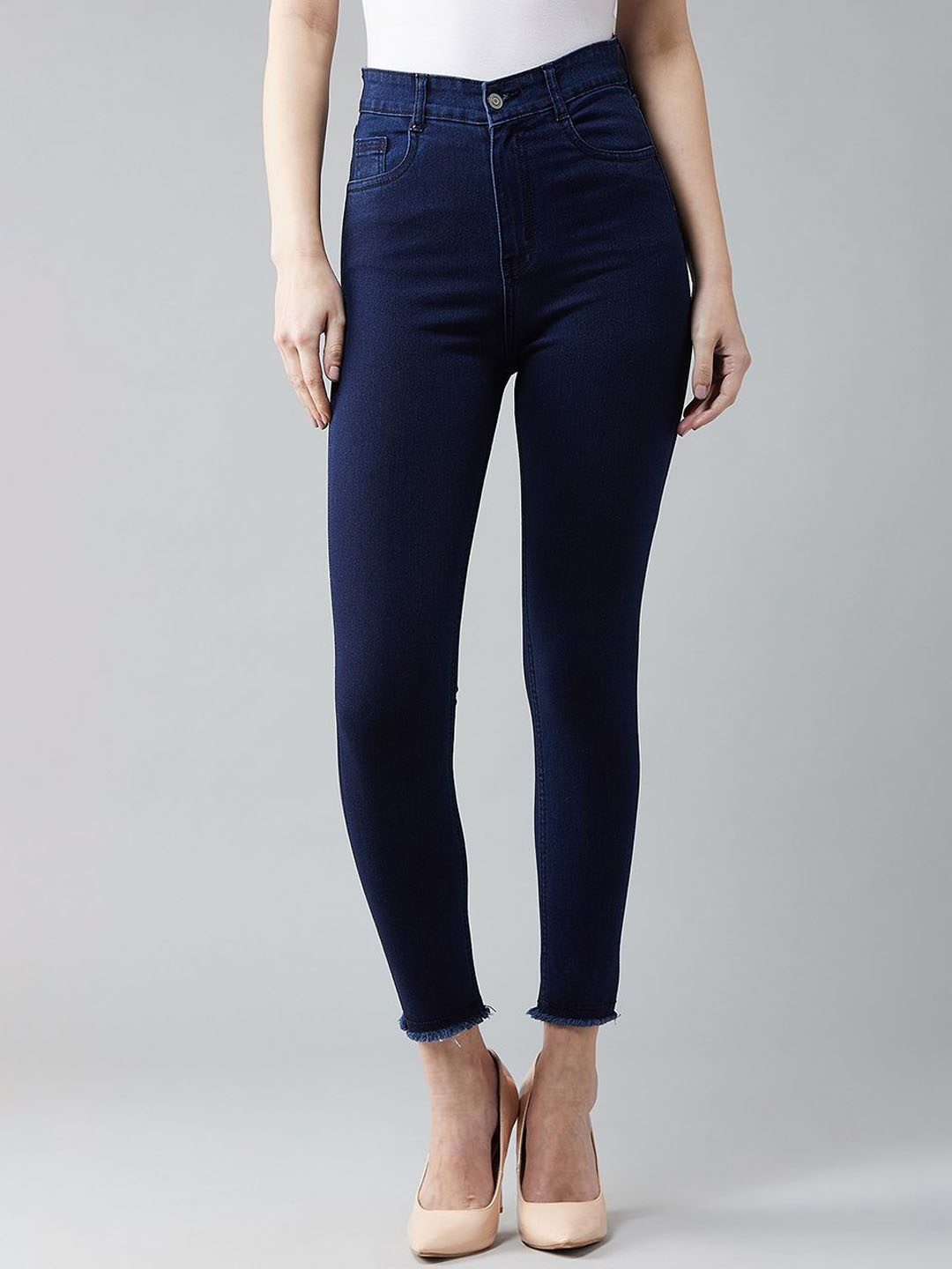

DOLCE CRUDO Women Skinny Fit High-Rise Stretchable Jeans, Navy blue