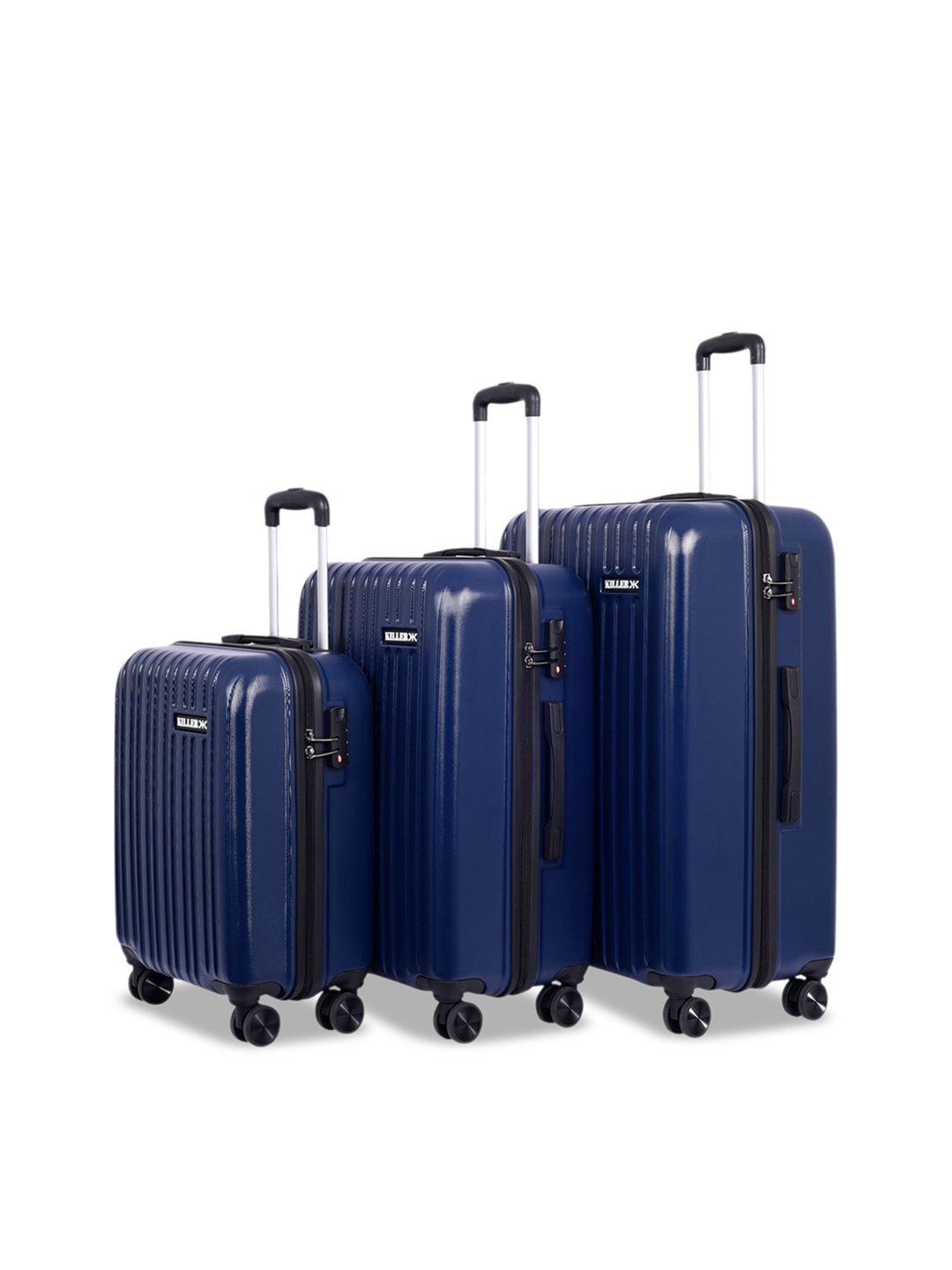 

Killer Unisex Set Of 3 Textured Hard-Sided Trolley Bag, Blue