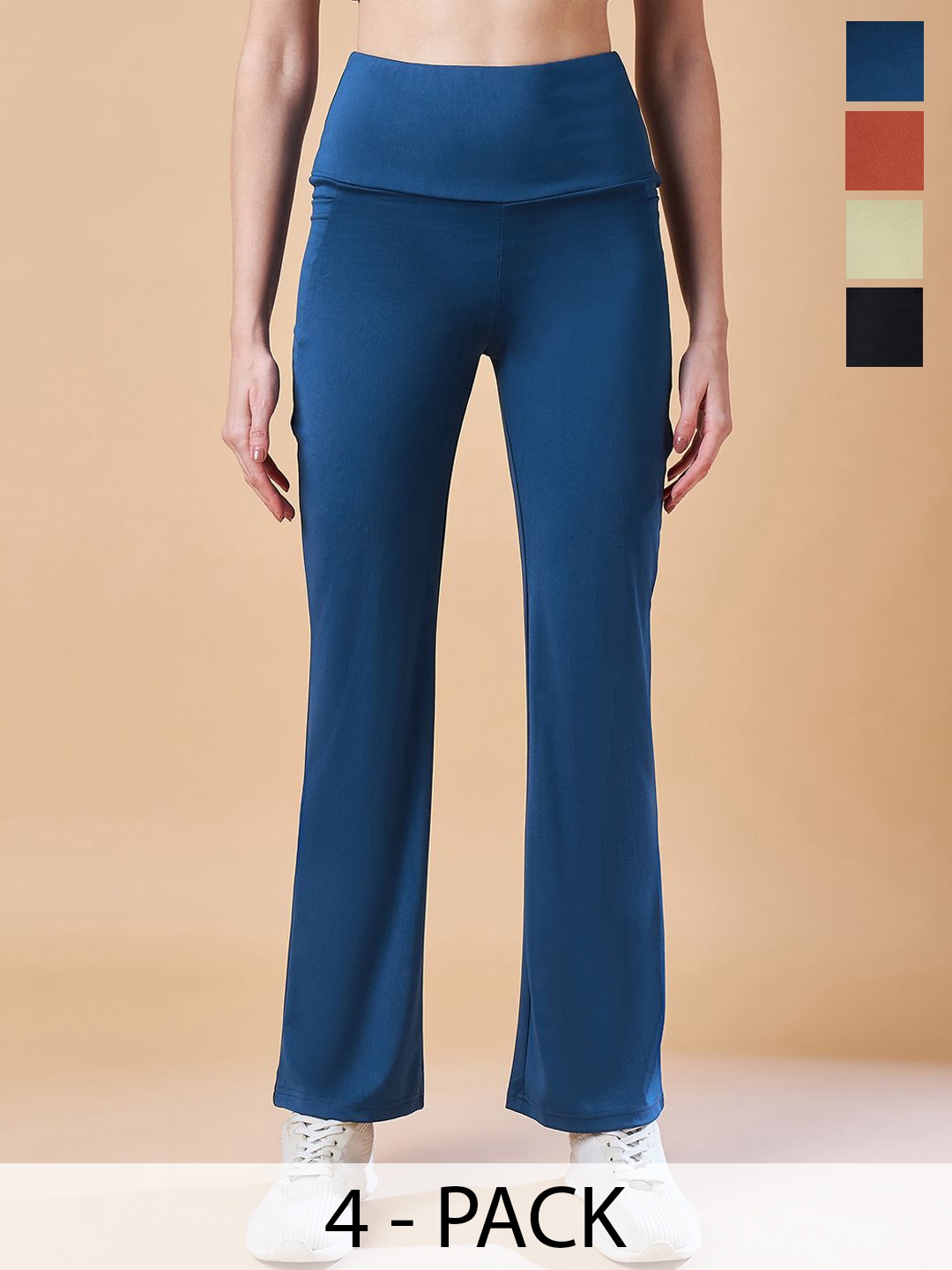 

COLOR CAPITAL Pack Of 4 High-Waisted Ankle-Length Tights, Navy blue
