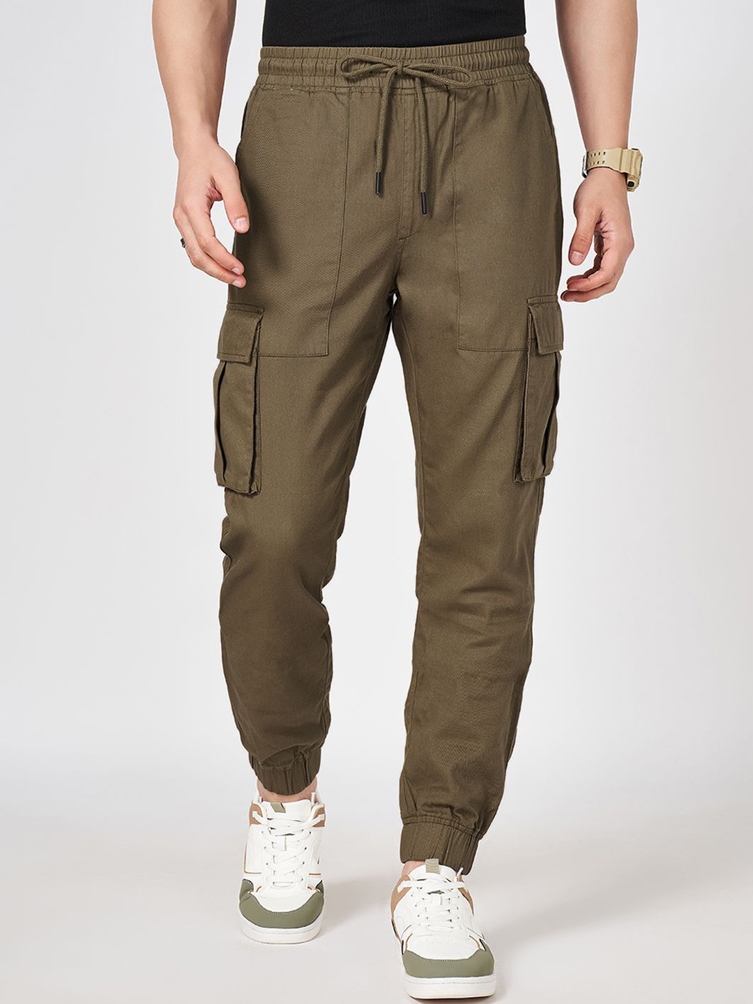 

People Men Cargos Trousers, Olive