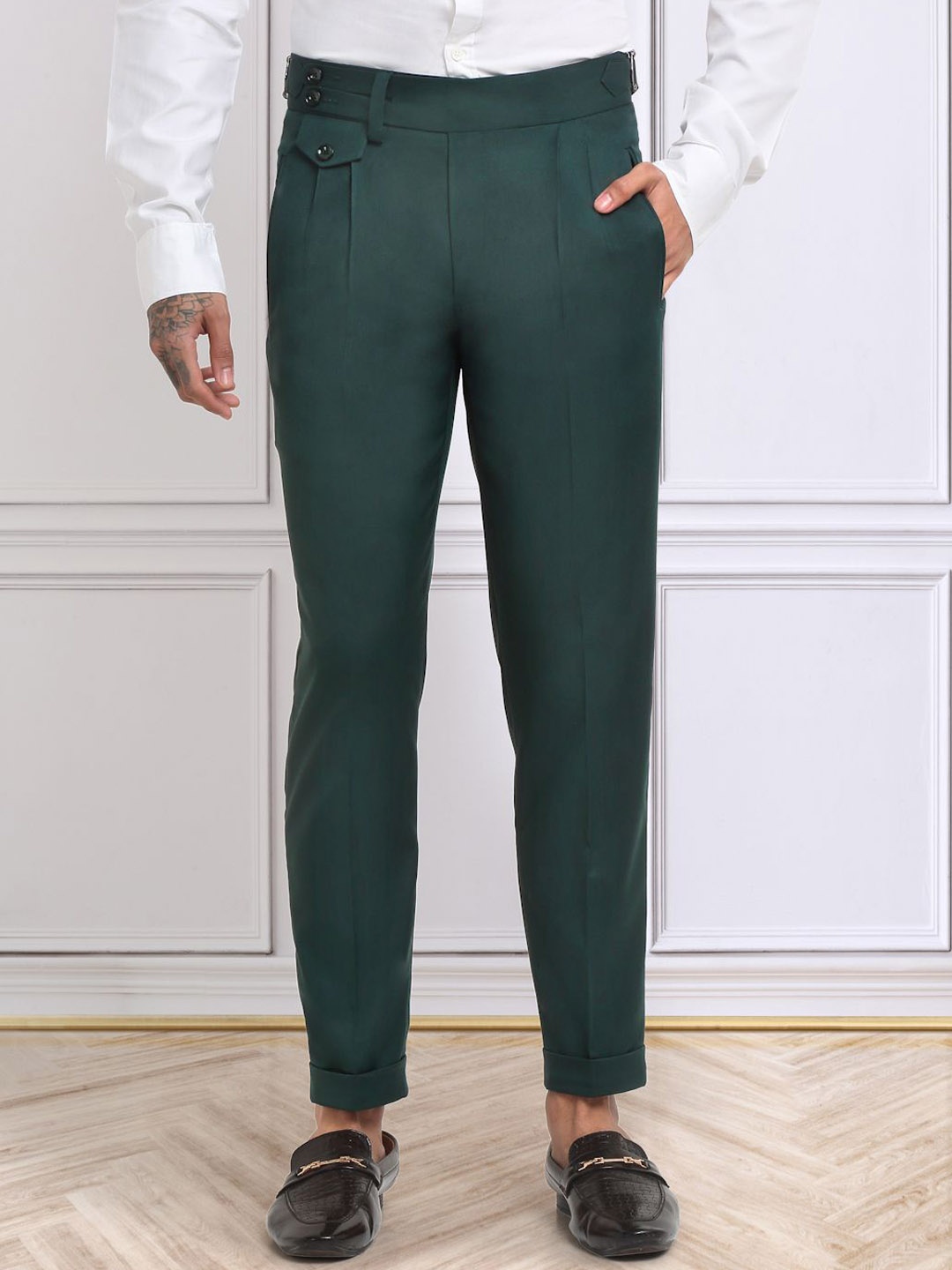 

KLOTTHE Men Italian Gurkha Pants, Green